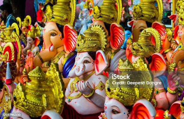 Colorful Ganesha Idols For Ganesh Festival Stock Photo - Download Image Now - Ganesh Chaturthi, Ganesha, Idol