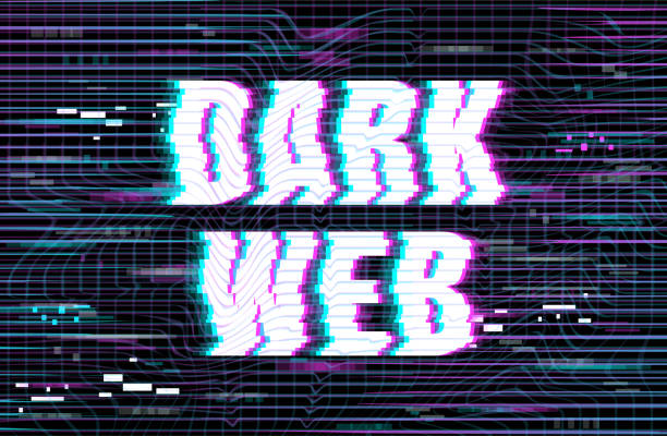 Dark Web inscription in a distorted glitch style vector art illustration