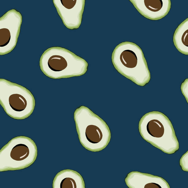 ilustraciones, imágenes clip art, dibujos animados e iconos de stock de patrón de aguacate sin costuras. - guacamole avocado cutting white background