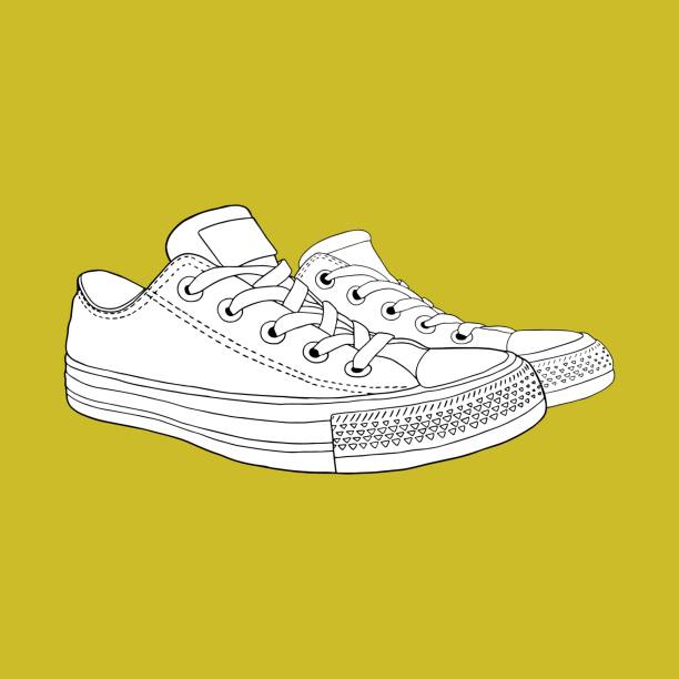 istock Hand drawn sketch of sport shoes. 1259806874