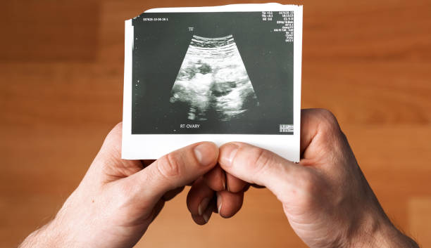 istock Close-up man's hands with ultrasound. Medical concept. Selective focus 1259840867