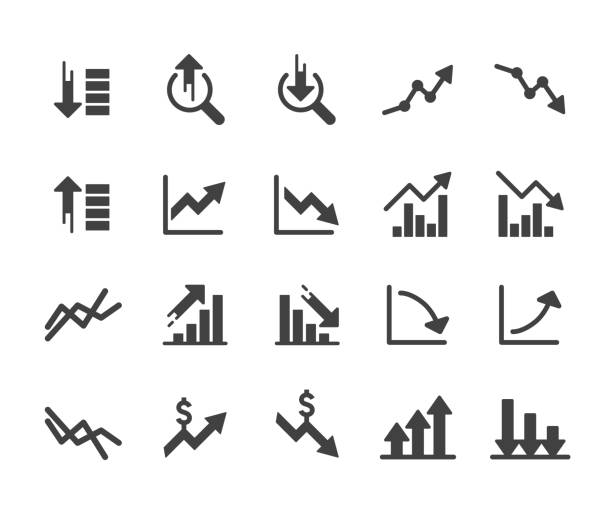 ilustrações de stock, clip art, desenhos animados e ícones de growth and decline icons - classic series - decreases