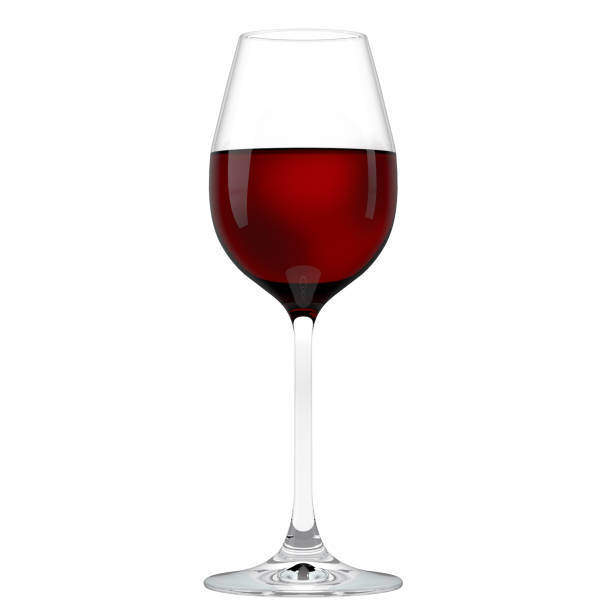 red wine glass isolated on white background, closeup image. transparent glass, front view, alcohol winery concept. bordeaux, merlot grape red wineglass on white. - wine glass white wine wineglass imagens e fotografias de stock
