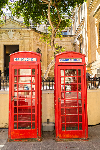 Red British Telephone Boxes in Valletta, Malta