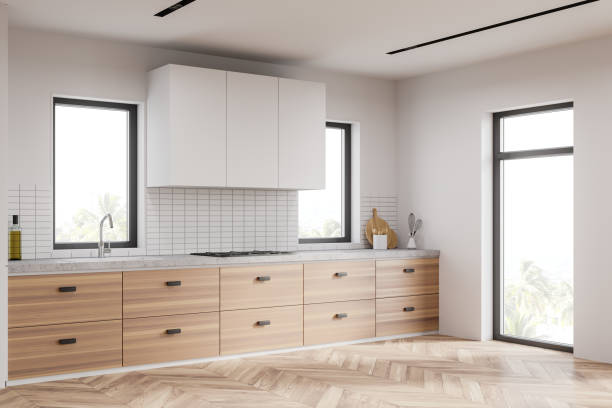 istock White kitchen corner with wooden countertop 1259914181