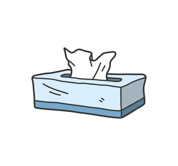illustrations, cliparts, dessins animés et icônes de boîte de papier de soie, illustration de griffonnage vectorielle dessiné à la main d’une boîte de tissu, isolée sur le fond blanc. - tissue crumpled toilet paper paper
