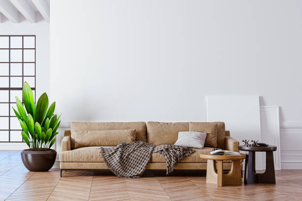 istock 3d render of beautiful clean interior with sofa 1259936987