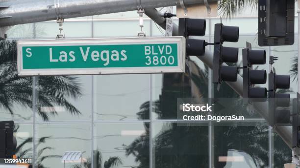 Fabulos Las Vegas Traffic Sign On The Strip In Sin City Of Usa Iconic Signboard On The Road To Fremont Street In Nevada Desert Symbol Of Casino Money Playing Betting And Hazard In Gaming Area Stock Photo - Download Image Now