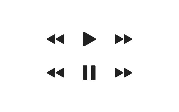 играть бар, простой набор значок для вашего дизайна. иллюстрация концепции паузы в векторной плоской - arrow sign audio stock illustrations