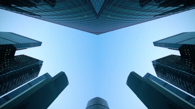 Abstract Futuristic modern building. Mirrored effect