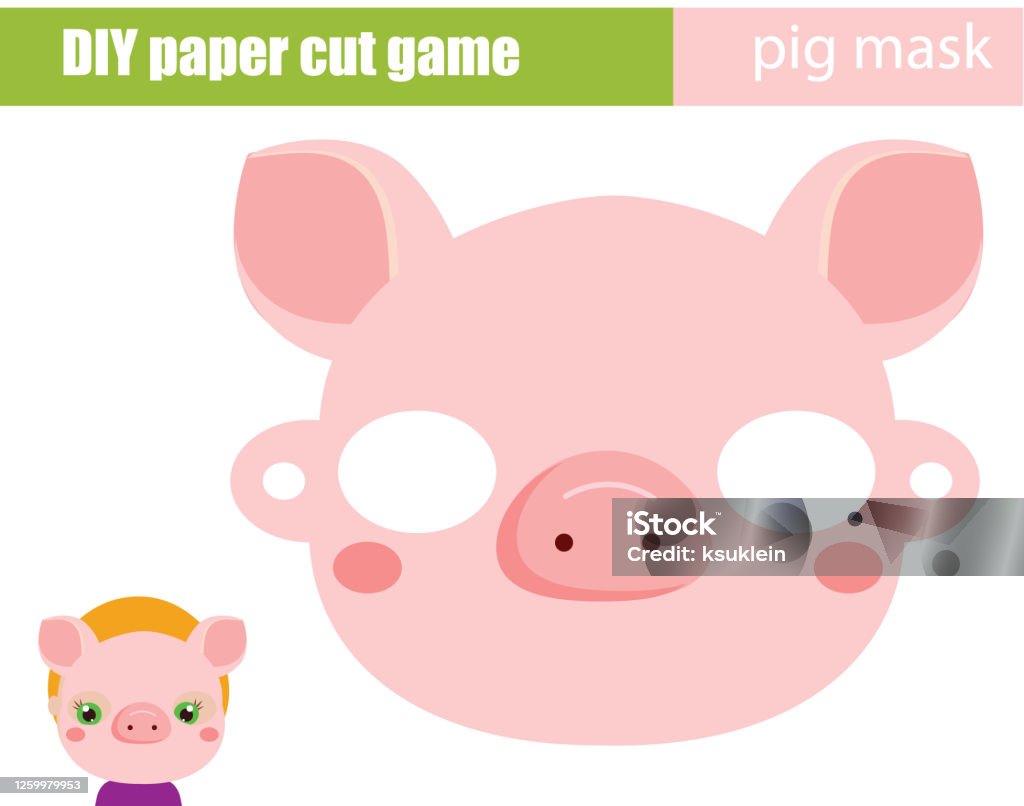 Diy Children Educational Creative Game Make An Animal Party Mask With  Scissors Pig Paper Mask For Kids Printable Sheet Stock Illustration -  Download Image Now - iStock