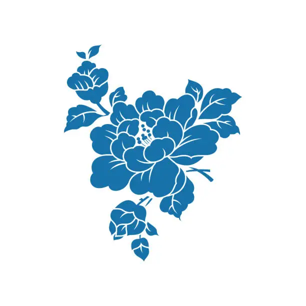 Vector illustration of Peony(China paper-cut patterns)