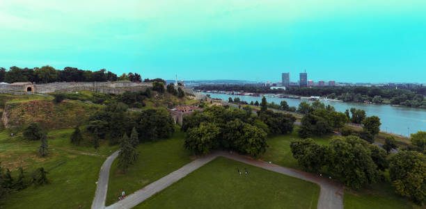 istock Old and new Belgrade from the air 1259987512