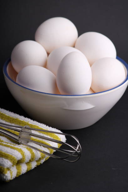 chicken eggs on a colored background. Farm products, natural eggs.