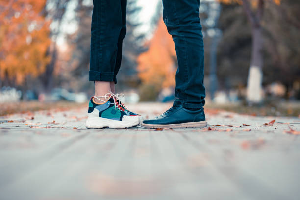 woman and man foot in garden