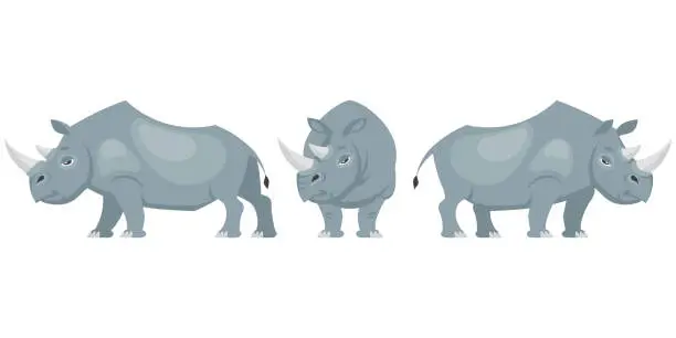Vector illustration of Rhinoceros in different poses.