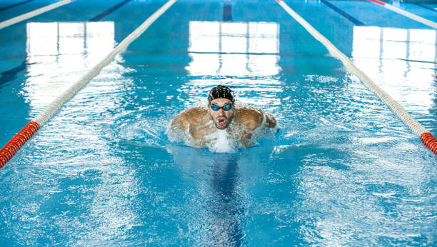 istock Swimming in motion. Swimmer demonstrates the butterfly stroke technique. Training different swimming styles. Soft focus in motion 1260022286