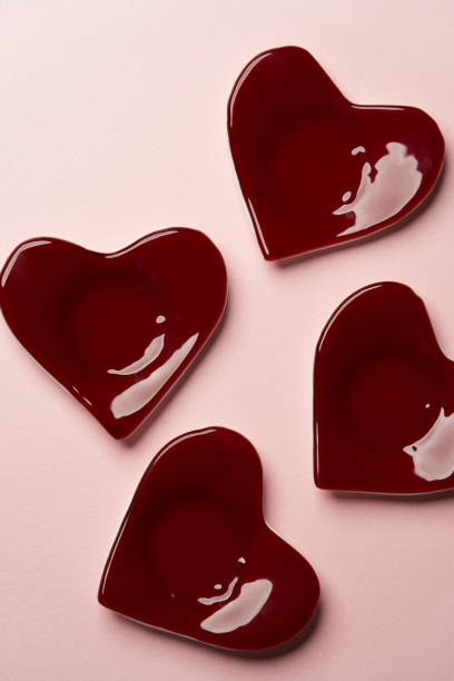 istock Decorative red heart on pink background, top view 1260029903