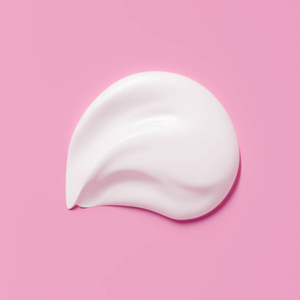 kosmetisk produkt smeta vit fuktgivande lotion isolerad på rosa, pressas ut och utsmetad del av hudvård grädde produkttestning. 3d-rendering - krämer bildbanksfoton och bilder