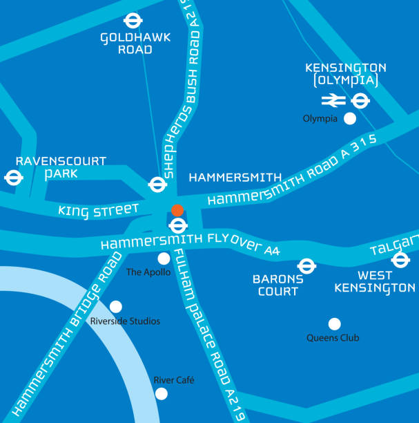 50 Hammersmith London Stock Royalty Free Vector Map Of West London Area Including Hammersmit Flyover 