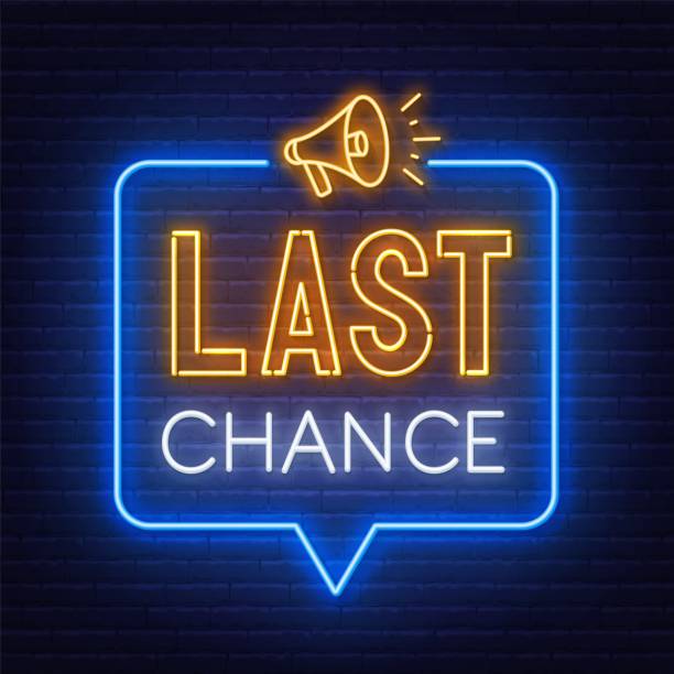 Last chance neon sign on brick wall background. Last chance neon sign on brick wall background . last stock illustrations