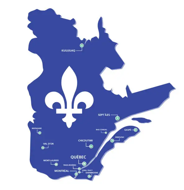 Vector illustration of Quebec map province with cities vector