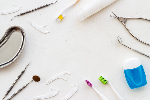 istock Top view frame of dental tools and equipment 1260115677