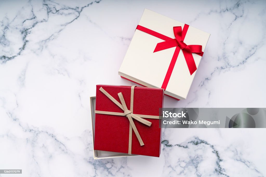 Gift box with ribbon Gift Lounge Stock Photo