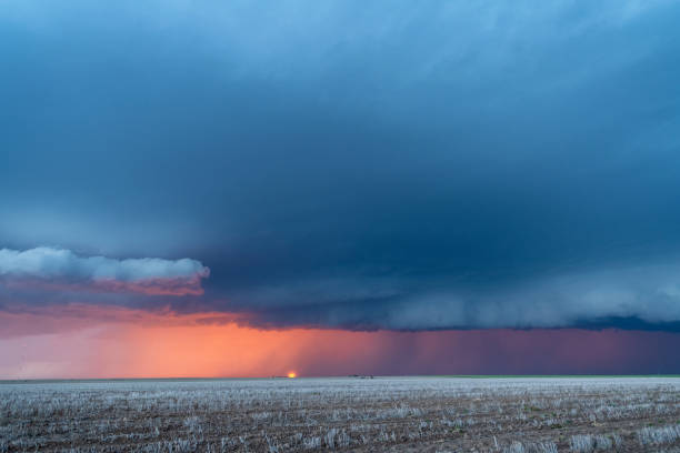 istock Stormy sunset and lightning in Great Plains 1260117147