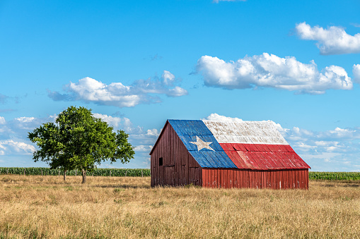 Classic ranch barn over 100 years old in rural Montana in western USA.