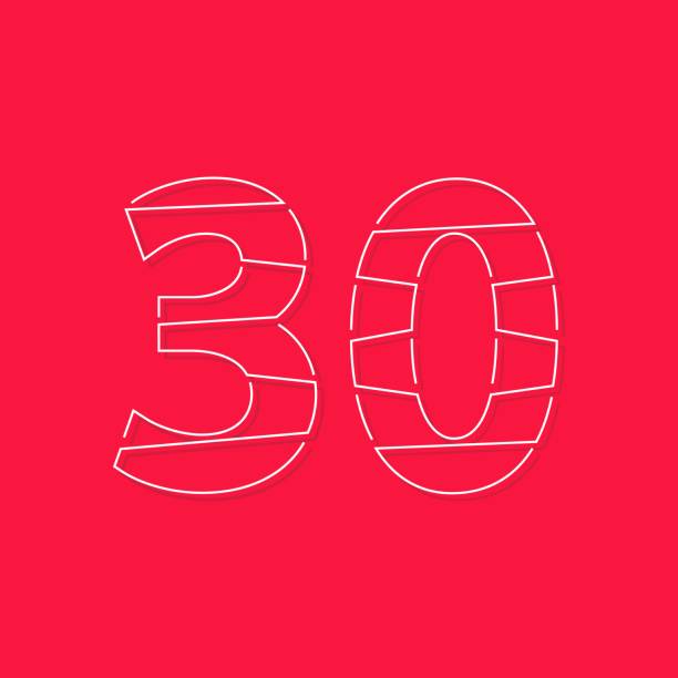 istock 30 font, linear stroke number. Modern trendy, creative style design. For logo, brand label, design elements, corporate identity, application and more. İsolated vector illustration 1260157526