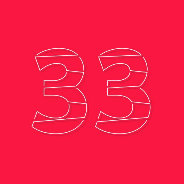 istock 33 font, linear stroke number. Modern trendy, creative style design. For logo, brand label, design elements, corporate identity, application and more. İsolated vector illustration 1260158161