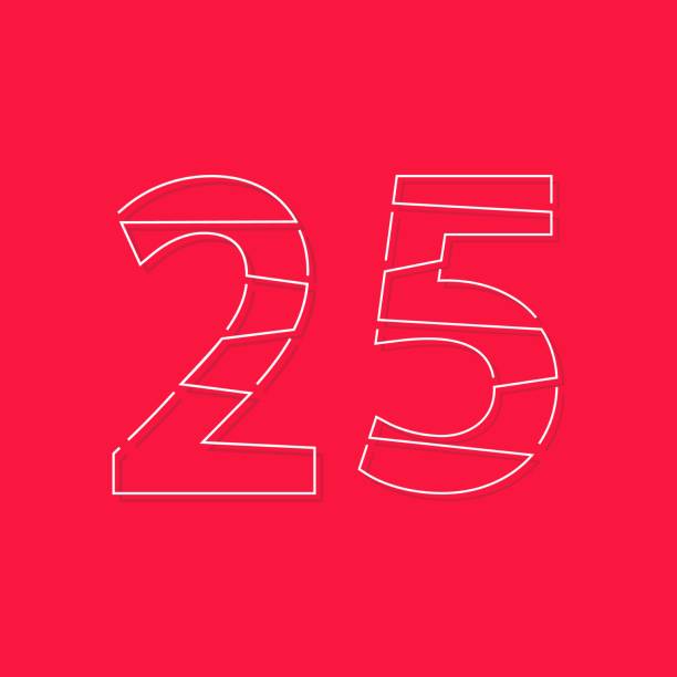 istock 25 font, linear stroke number. Modern trendy, creative style design. For logo, brand label, design elements, corporate identity, application and more. İsolated vector illustration 1260159781