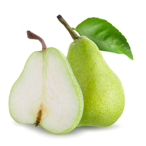 istock Ripe green pears isolated on a white background 1260177736