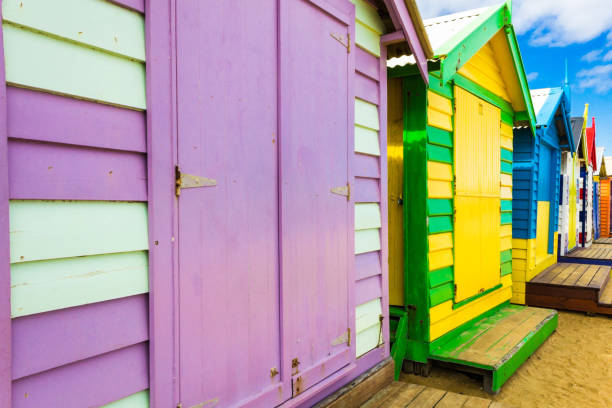 istock Holiday in Australia view of Brighton Bathing Boxes in Melbourne 1260181493