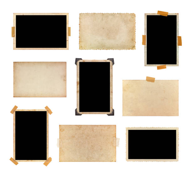 Set of vintage photos isolated on a white background. Set of vintage photos isolated on a white background. Collection of old photos, each one is shot separately. clipping path photos stock pictures, royalty-free photos & images