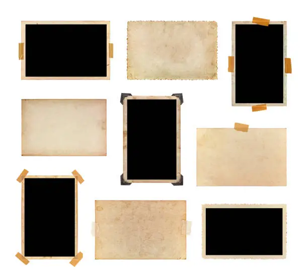 Photo of Set of vintage photos isolated on a white background.