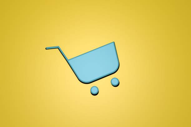 Close up of 3D keyboard with the online shopping cart on the enter or return key.