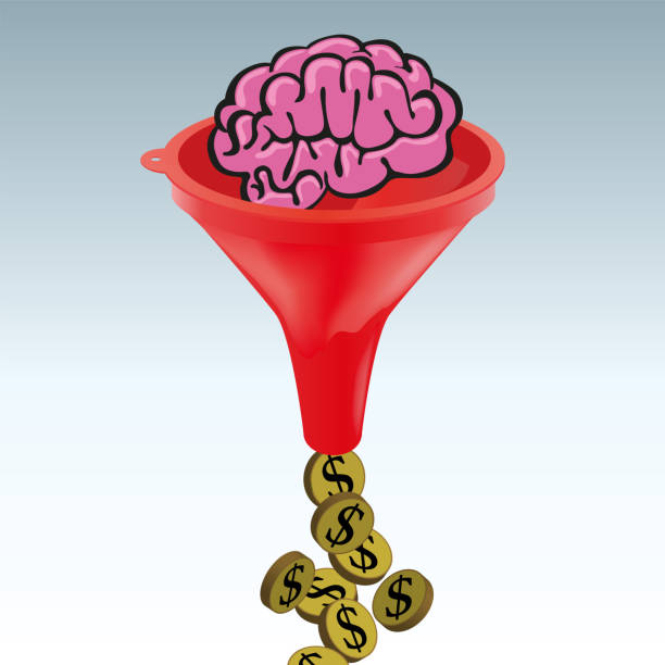 istock A brain that turns into dollars through a funnel to illustrate an idea that makes money. 1260243535
