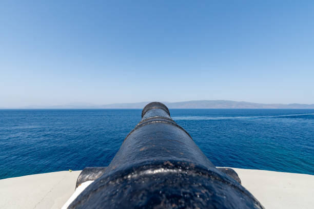 The cannons that protected Hydra island over viewing the sea.