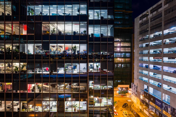 istock Office building skyscraper glass windows background in Hong Kong 1260296180