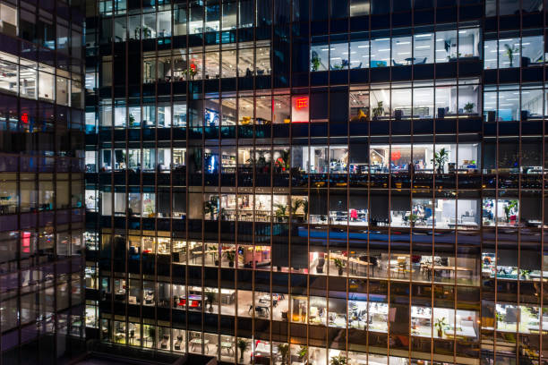istock Office building skyscraper glass windows background in Hong Kong 1260296187
