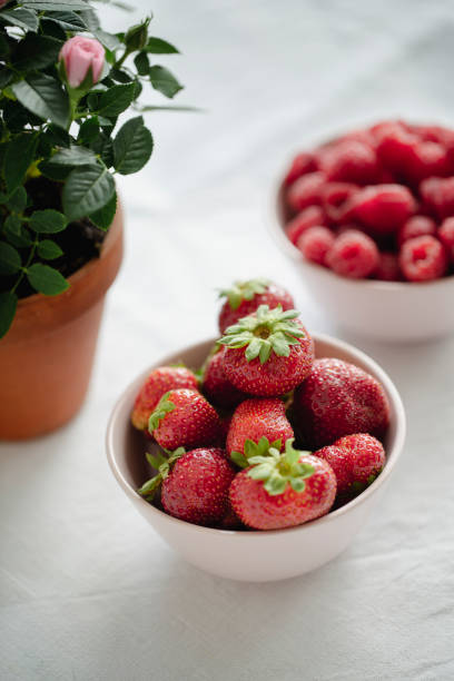 istock Strawberries, raspberries and roses 1260315195