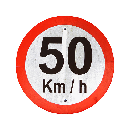 50 kmh speed limit traffic sign isolated on white background