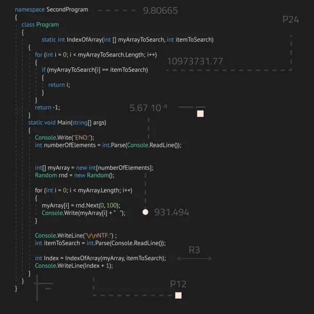 Vector illustration of Realistic programming code