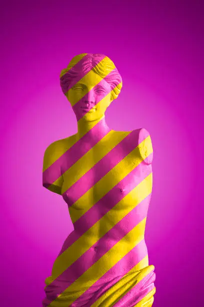 Aphrodite, Goddess of love in pink and yellow stripes