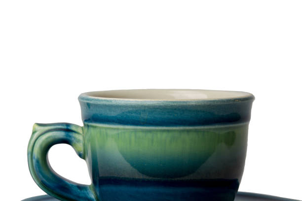 istock Blue cup for espresso isolated on white background. Closeup 1260390842