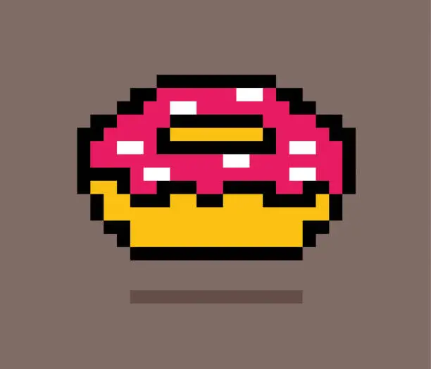 Vector illustration of Pixel Donut