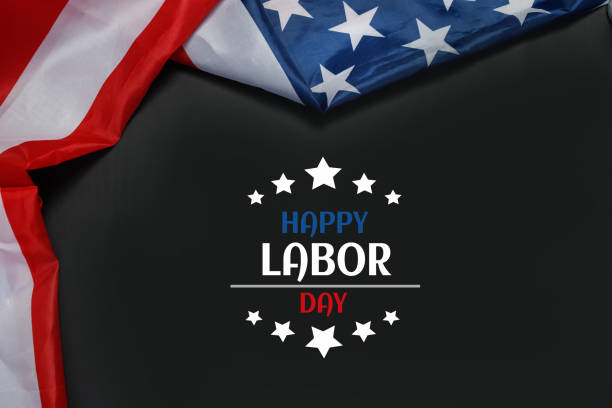 istock Happy Labor day banner, USA flag on dark background. 1260405783