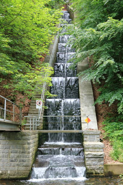 istock mountain river in the forest with waterfall and concrete wall near Dresden 1260418497